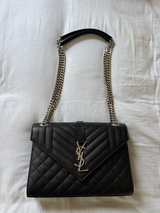 Saint Laurent Handbags - SAINT LAURENT ENVELOPE MEDIUM IN QUILTED GRAIN DE POUDRE EMBOSSED LEATHER